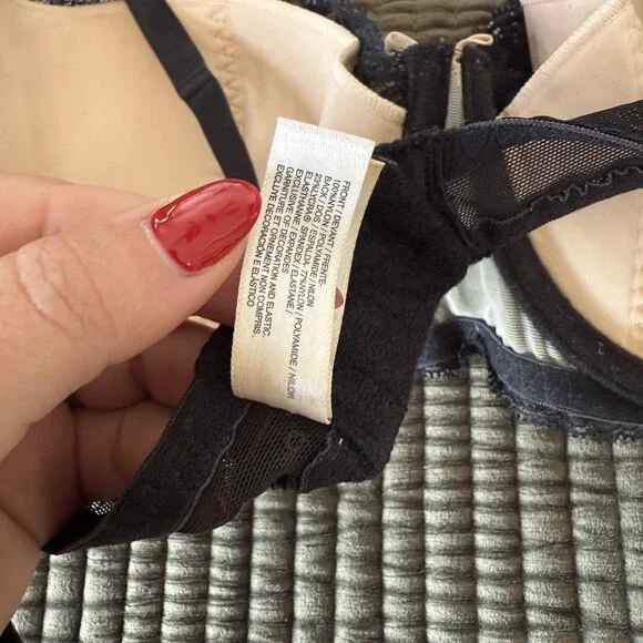 DKNY 34D Black Lace Balconette Plunge Sheer Floral Underwire Bra Lingerie - Picture 2 of 15